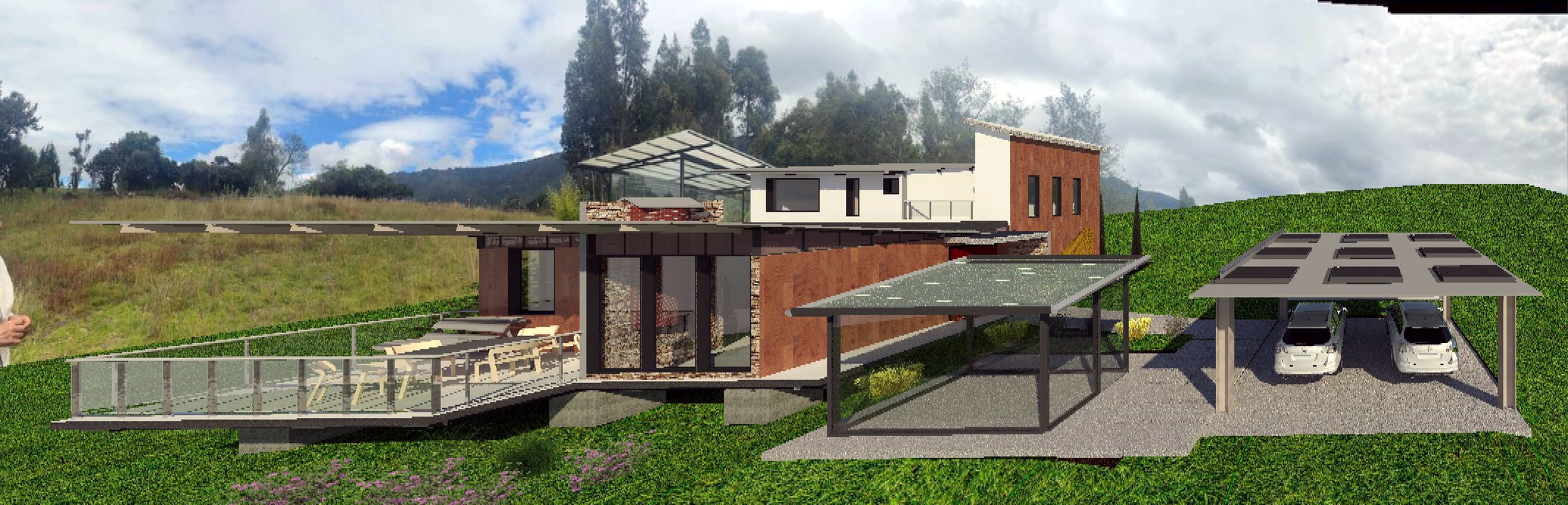 Duitama rural cabin frontal facade render