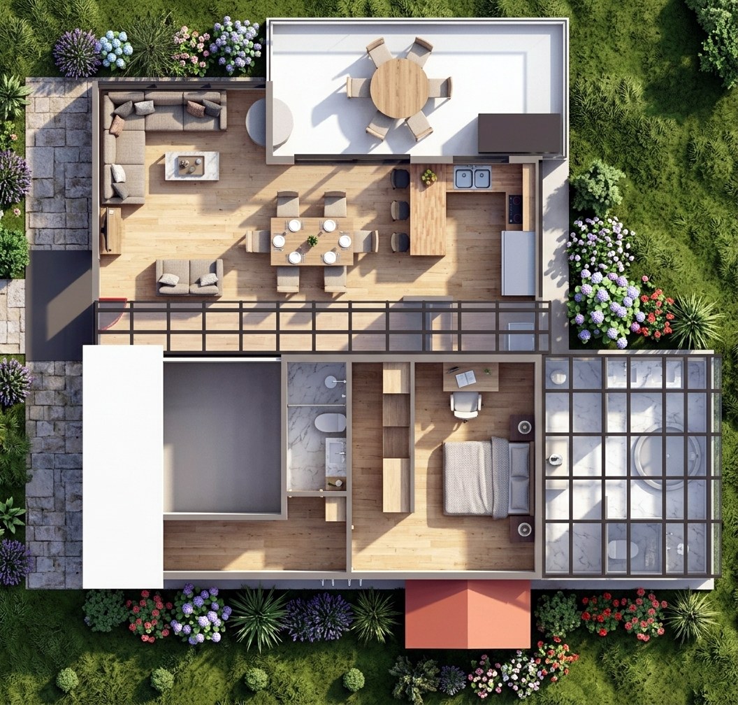 Vue de planta du niveau 2 de la Cabaña Campestre