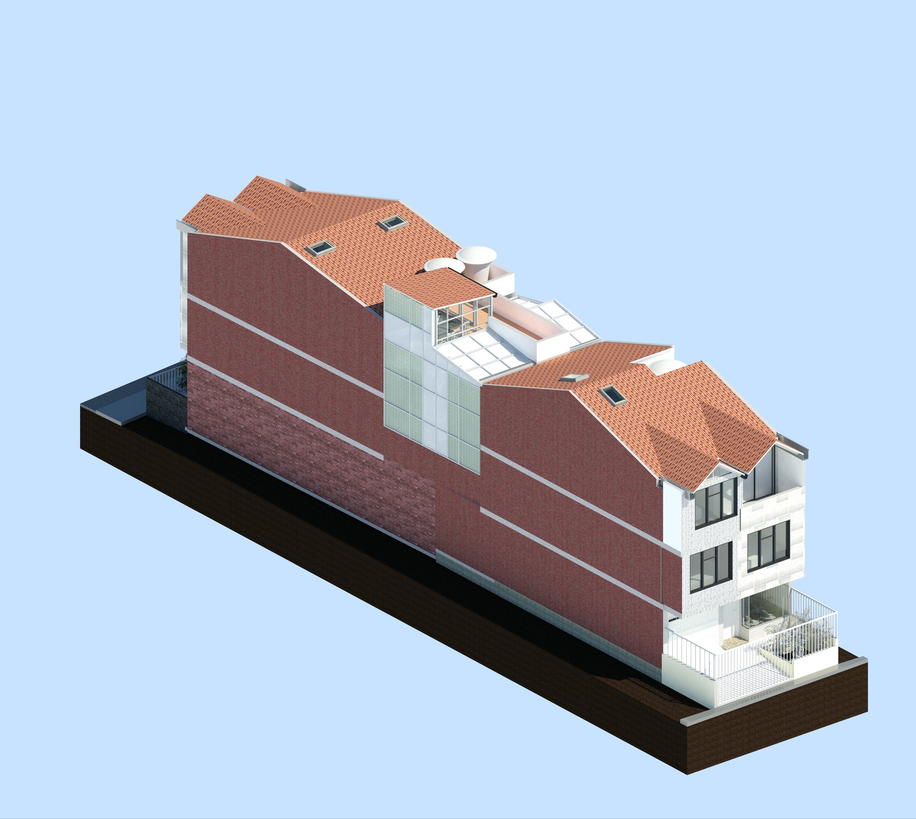 Alternativa axonométrica de fachada para ampliación de Casa de la Misericordia