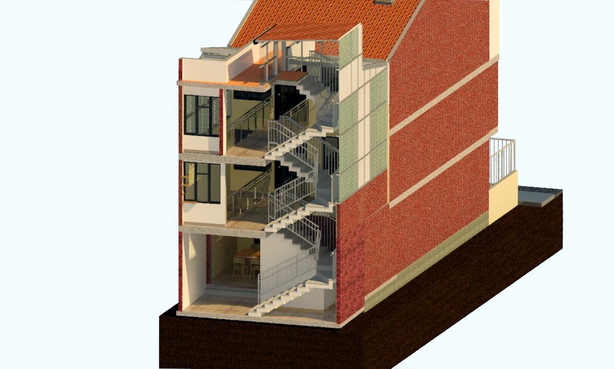 Corte de escalera de la ampliación de Casa de la Misericordia