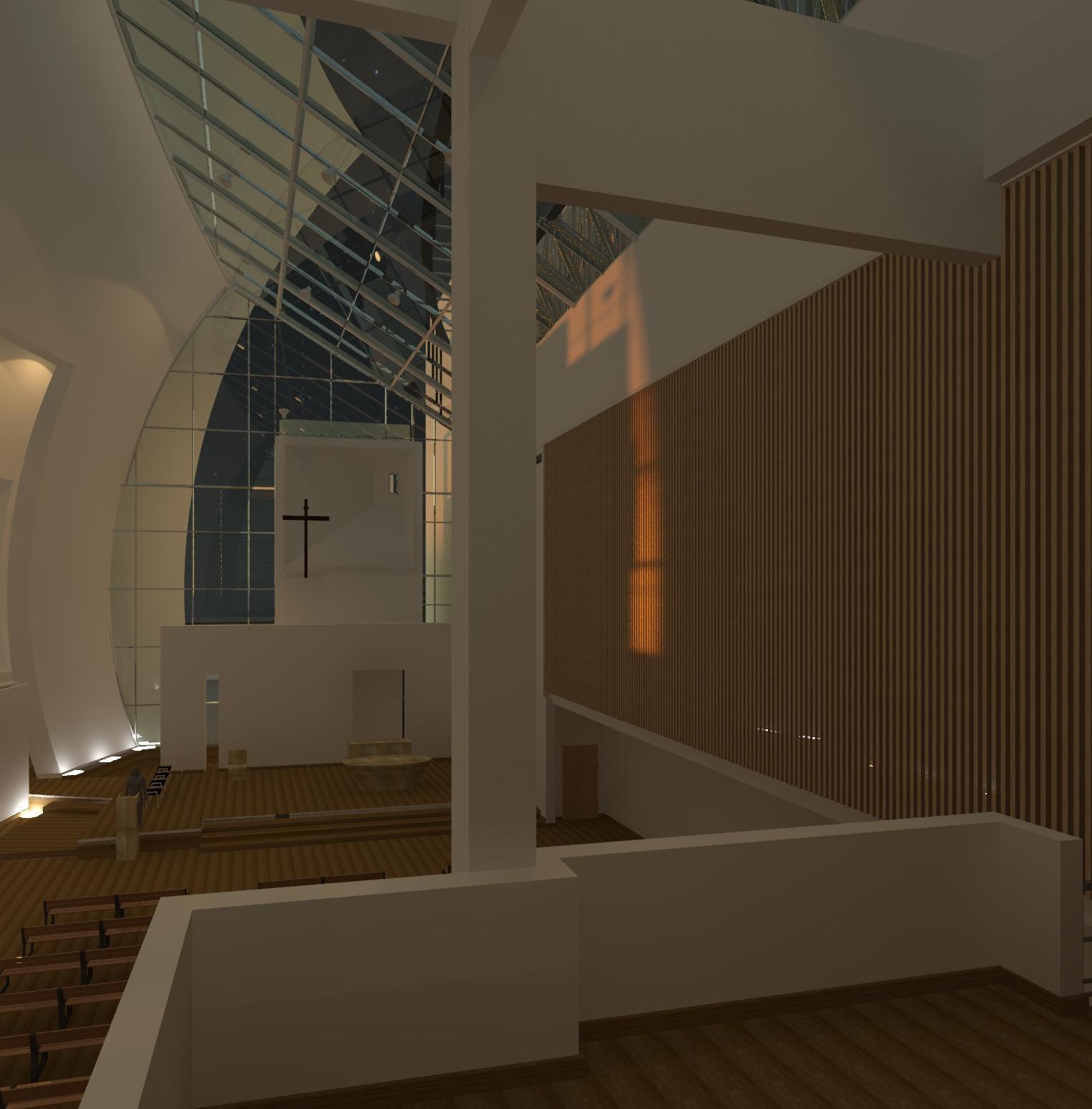 Rendu intérieur du chœur de l'église