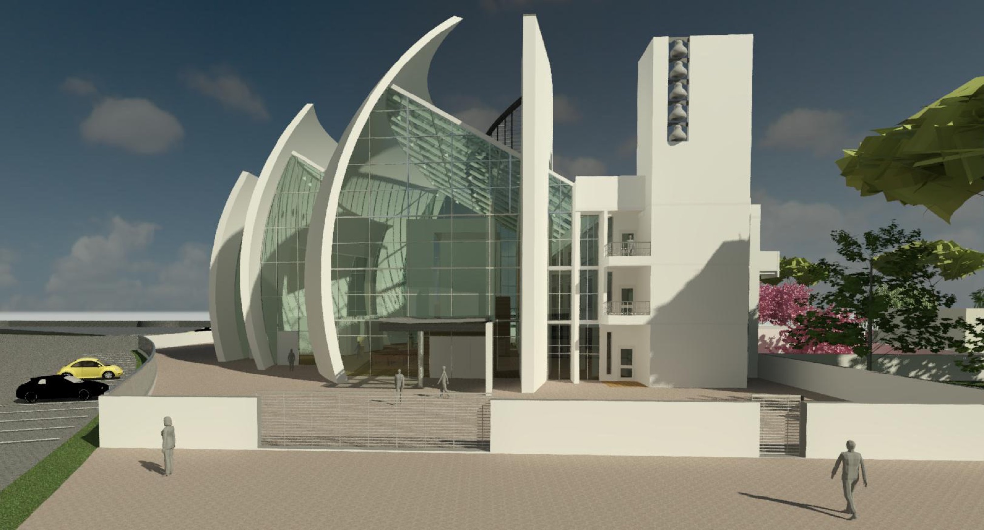 Façade principale de l'église de Dieu le Père Miséricordieux - rendu BIM