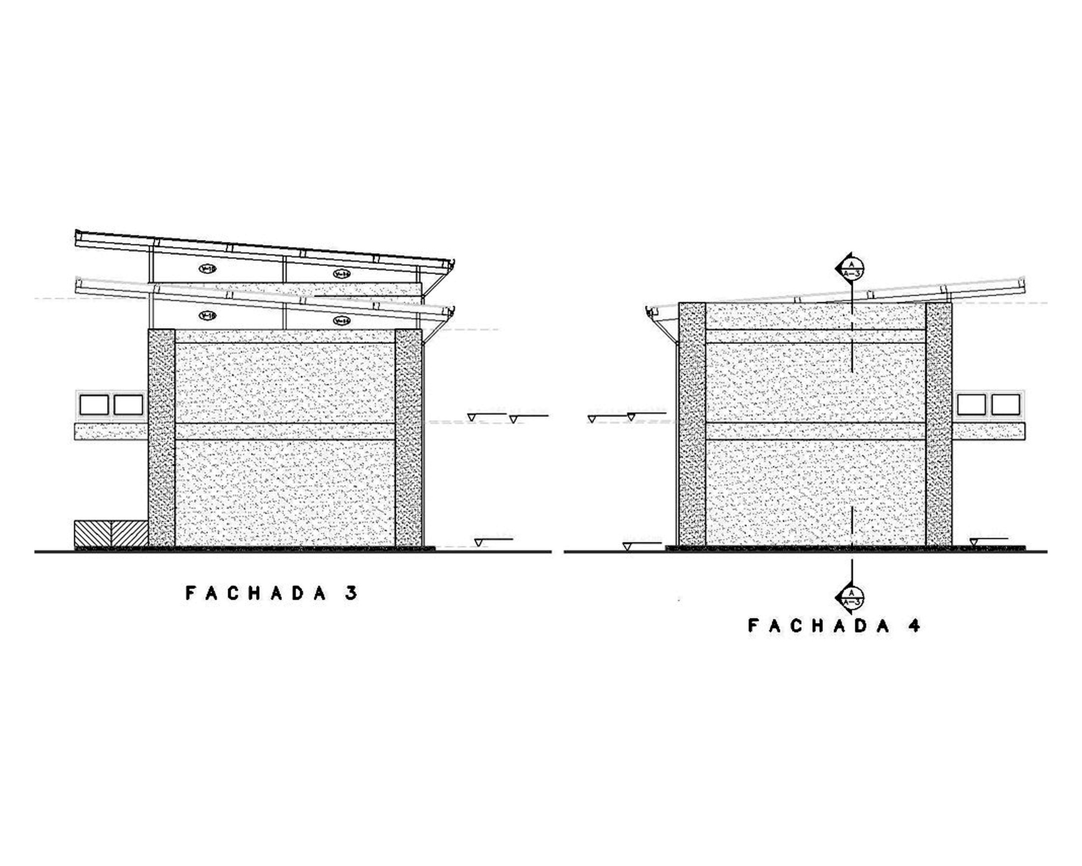 School building side elevations reviewed for Disproyectos LTDA