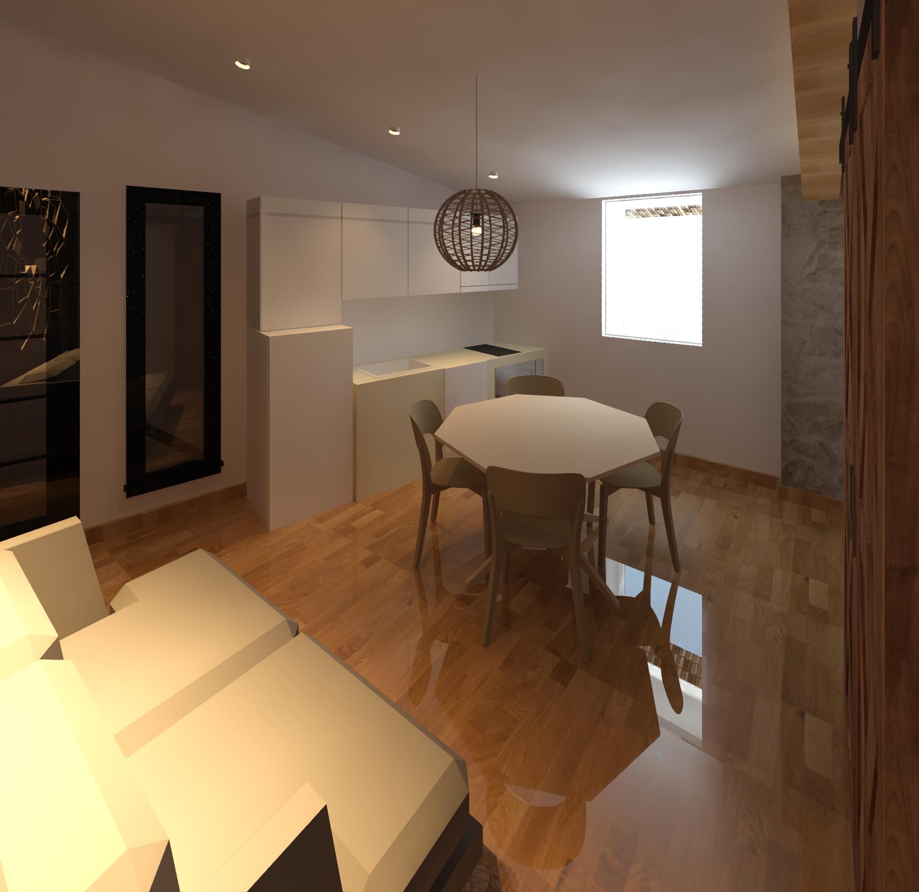 Montpellier outbuilding salon and dining render