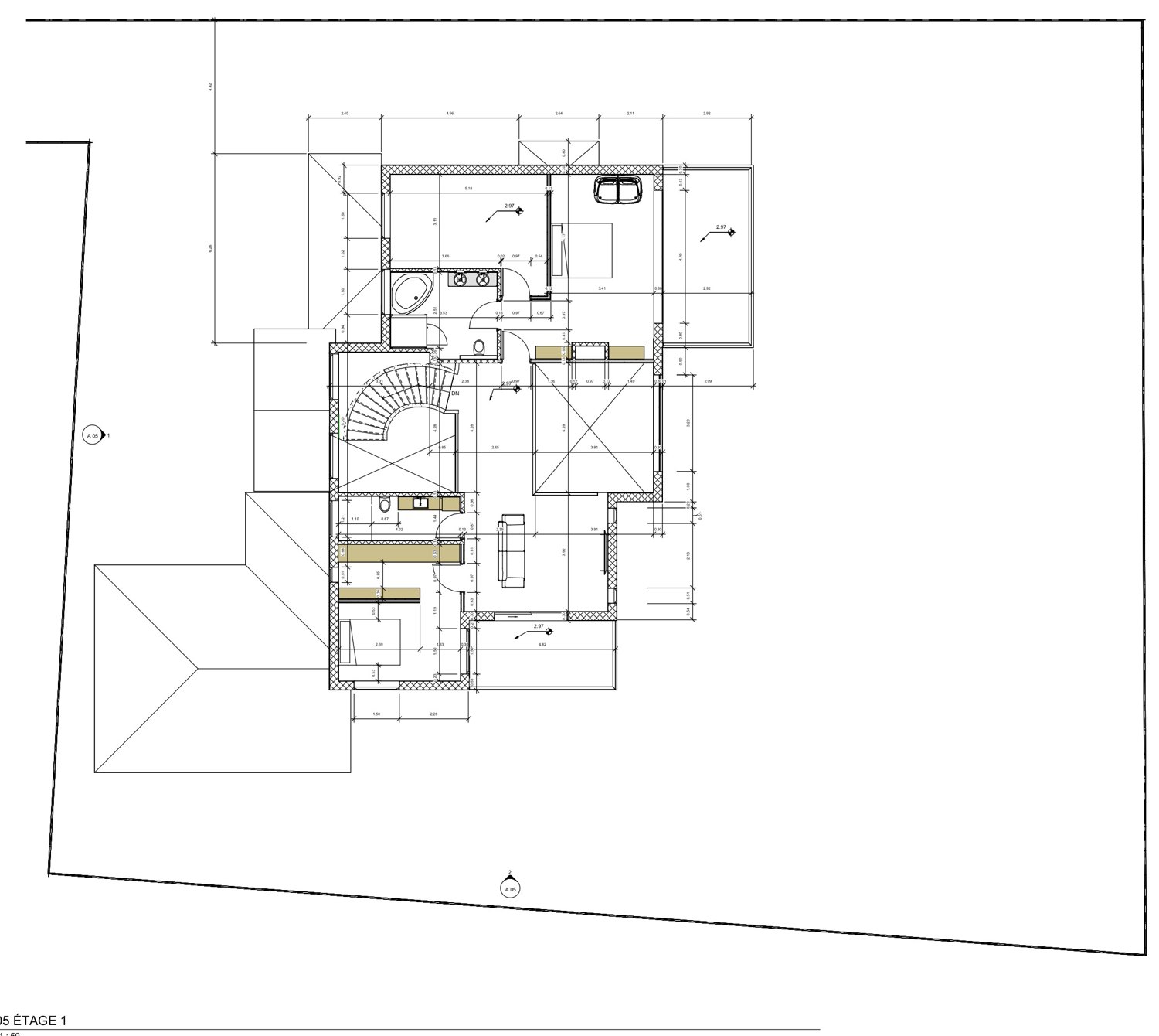 Plan de l'étage de la maison d'Oncy-sur-École