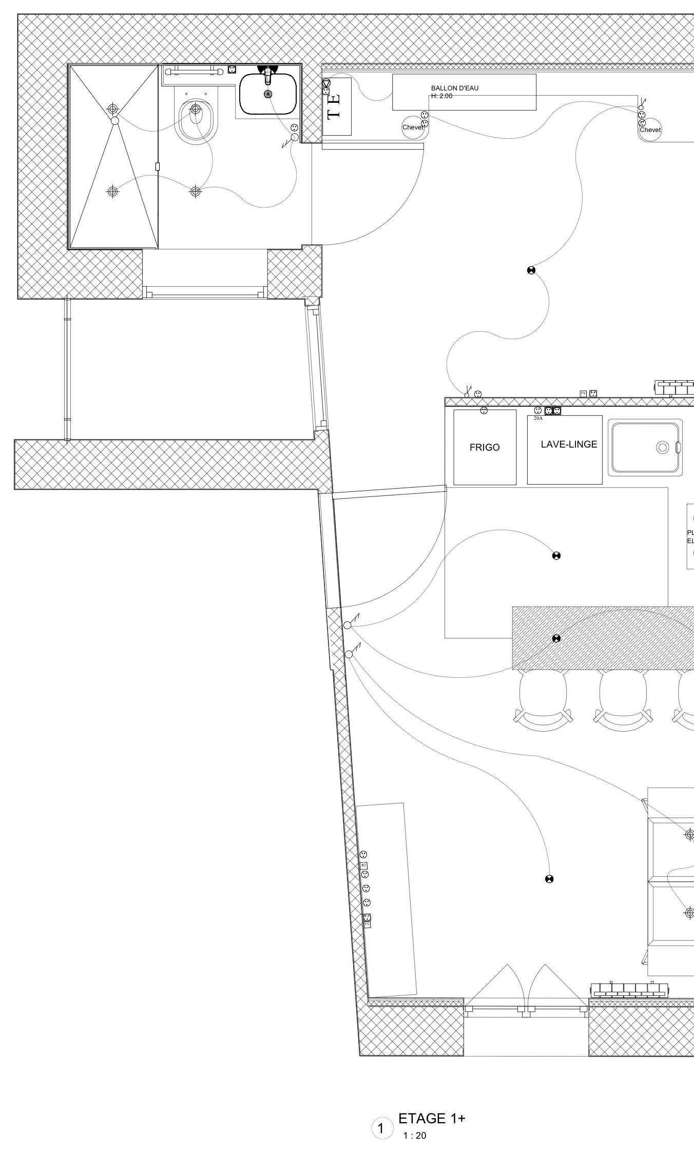 Plan des installations électriques du studio Vanves