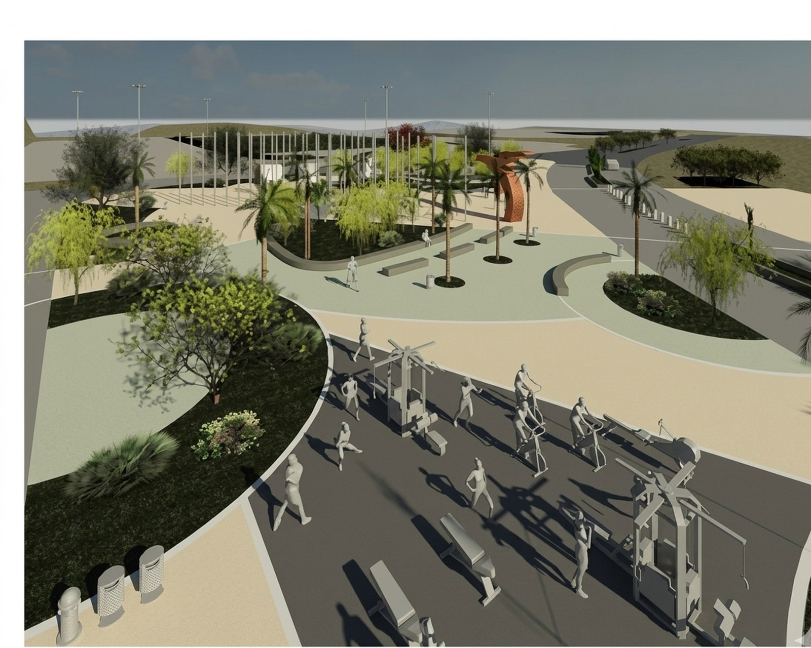Parque Barrancabermeja urban public space aerial view